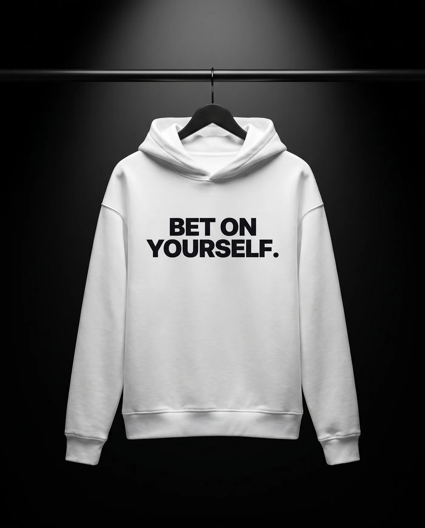 Bet On Yourself White Bestehende KI-Konzeptansicht. Kein reales Produktfoto und keine Materialzusage.