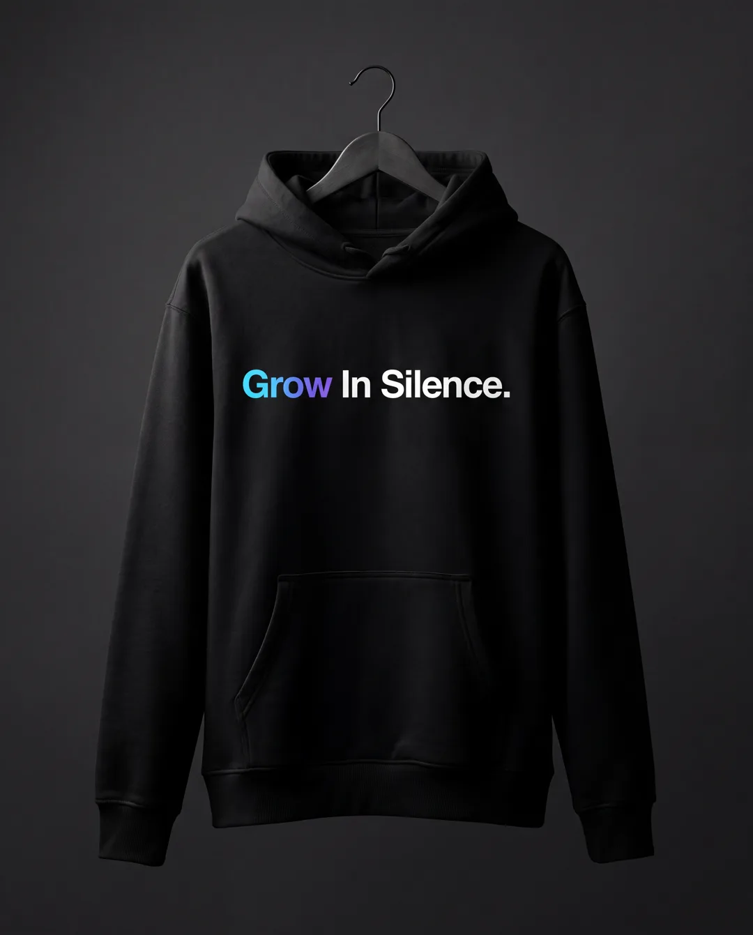 Grow In Silence Hoodie Bestehende KI-Konzeptansicht. Kein reales Produktfoto und keine Materialzusage.